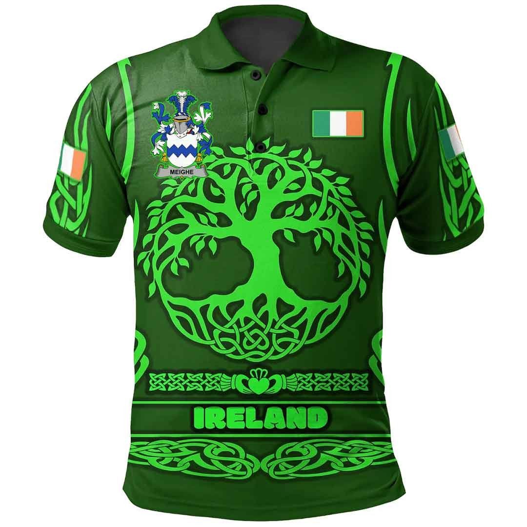 Ireland Clothing - Meighe Irish Family Crest Polo Shirt - Symbol of Celtic A7 Ireland Clothing - Meighe Irish Family Crest Polo Shirt - Symbol of Celtic A7