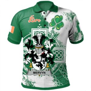 Ireland Clothing - Mervyn Irish Family Crest Polo Shirt - Irish Celtic Cross A7