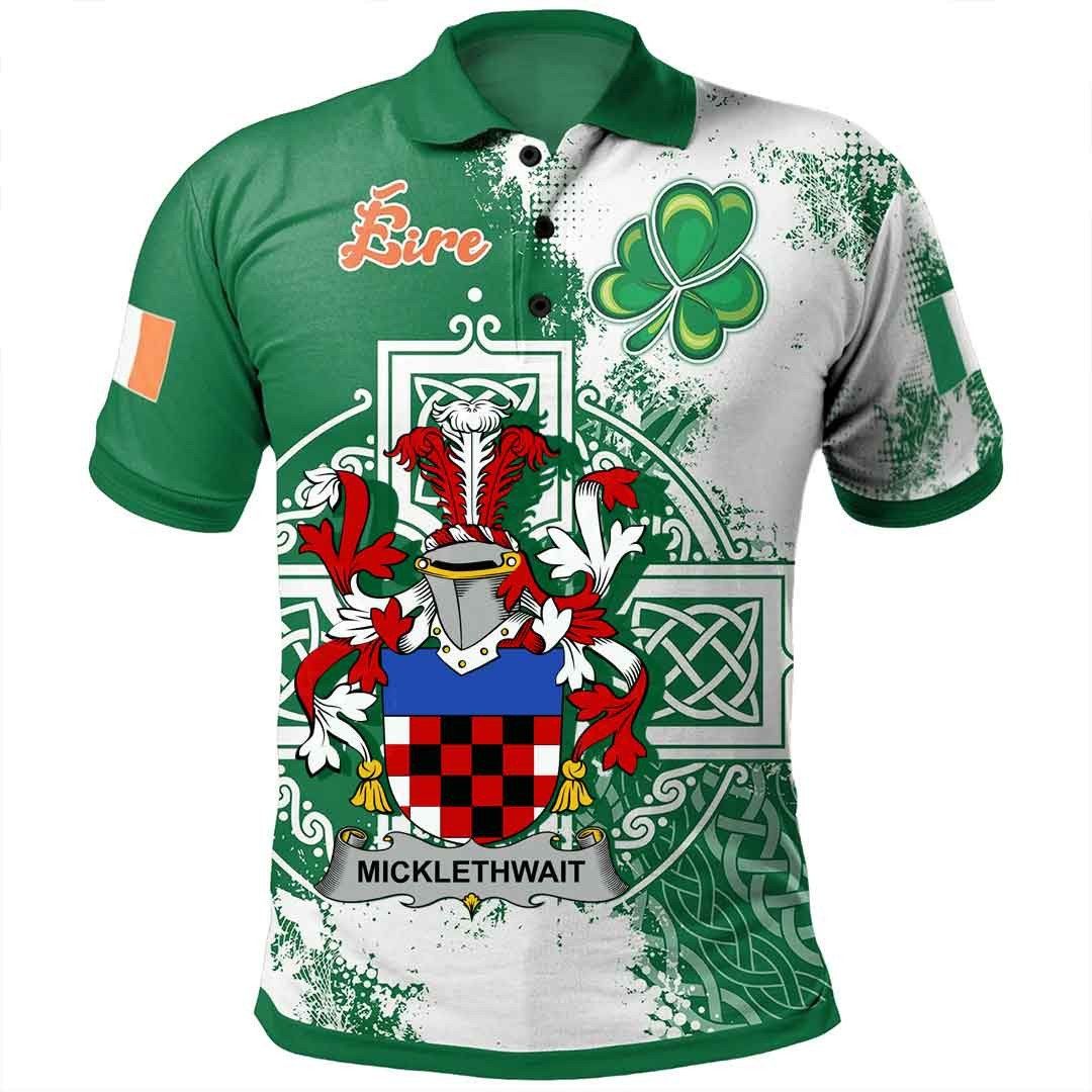 Ireland Clothing - Micklethwait Irish Family Crest Polo Shirt - Irish Celtic Cross A7 Ireland Clothing - Micklethwait Irish Family Crest Polo Shirt - Irish Celtic Cross A7