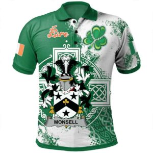Ireland Clothing - Monsell Irish Family Crest Polo Shirt - Irish Celtic Cross A7