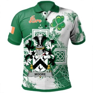 Ireland Clothing - Moore Irish Family Crest Polo Shirt - Irish Celtic Cross A7