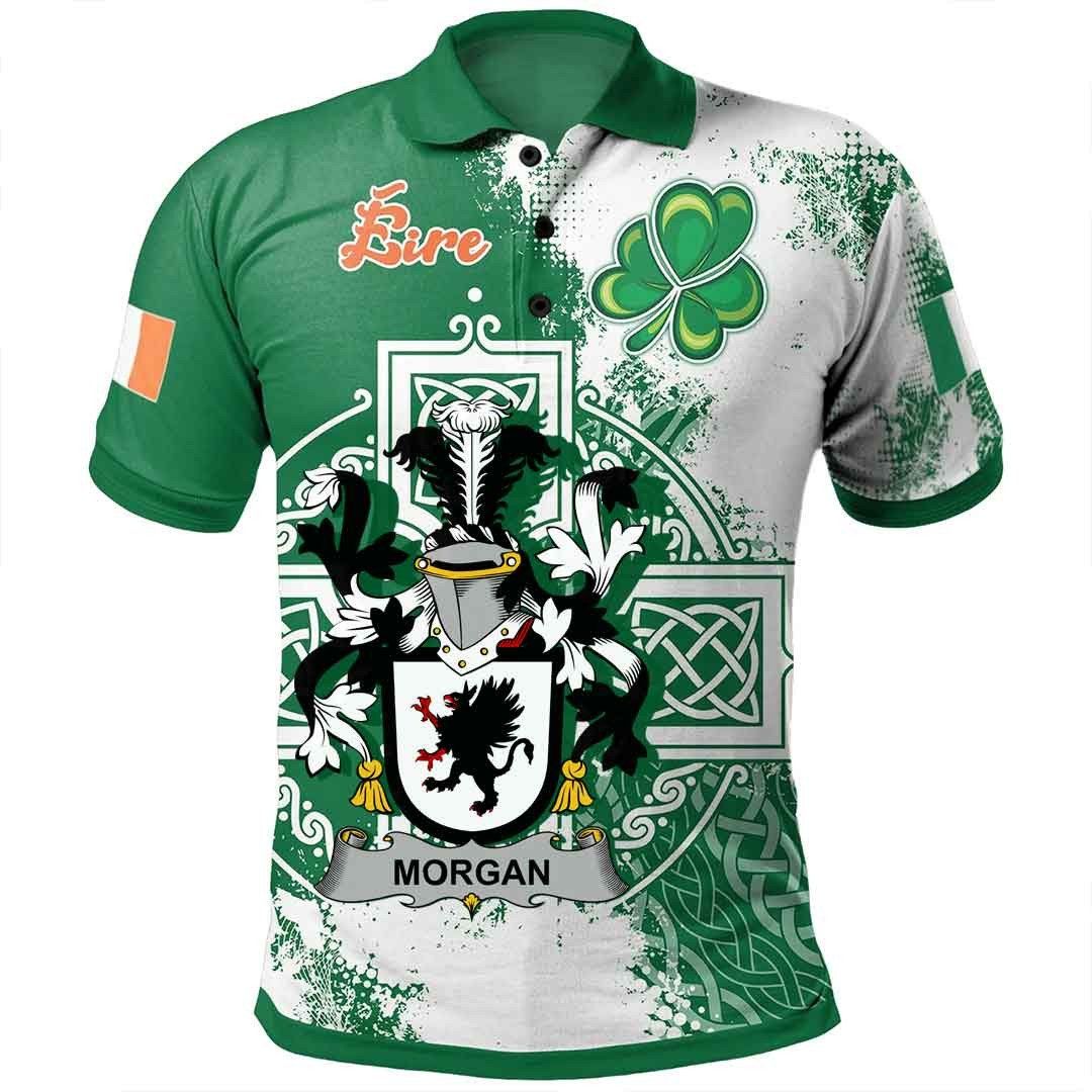 Ireland Clothing - Morgan Irish Family Crest Polo Shirt - Irish Celtic Cross A7 Ireland Clothing - Morgan Irish Family Crest Polo Shirt - Irish Celtic Cross A7