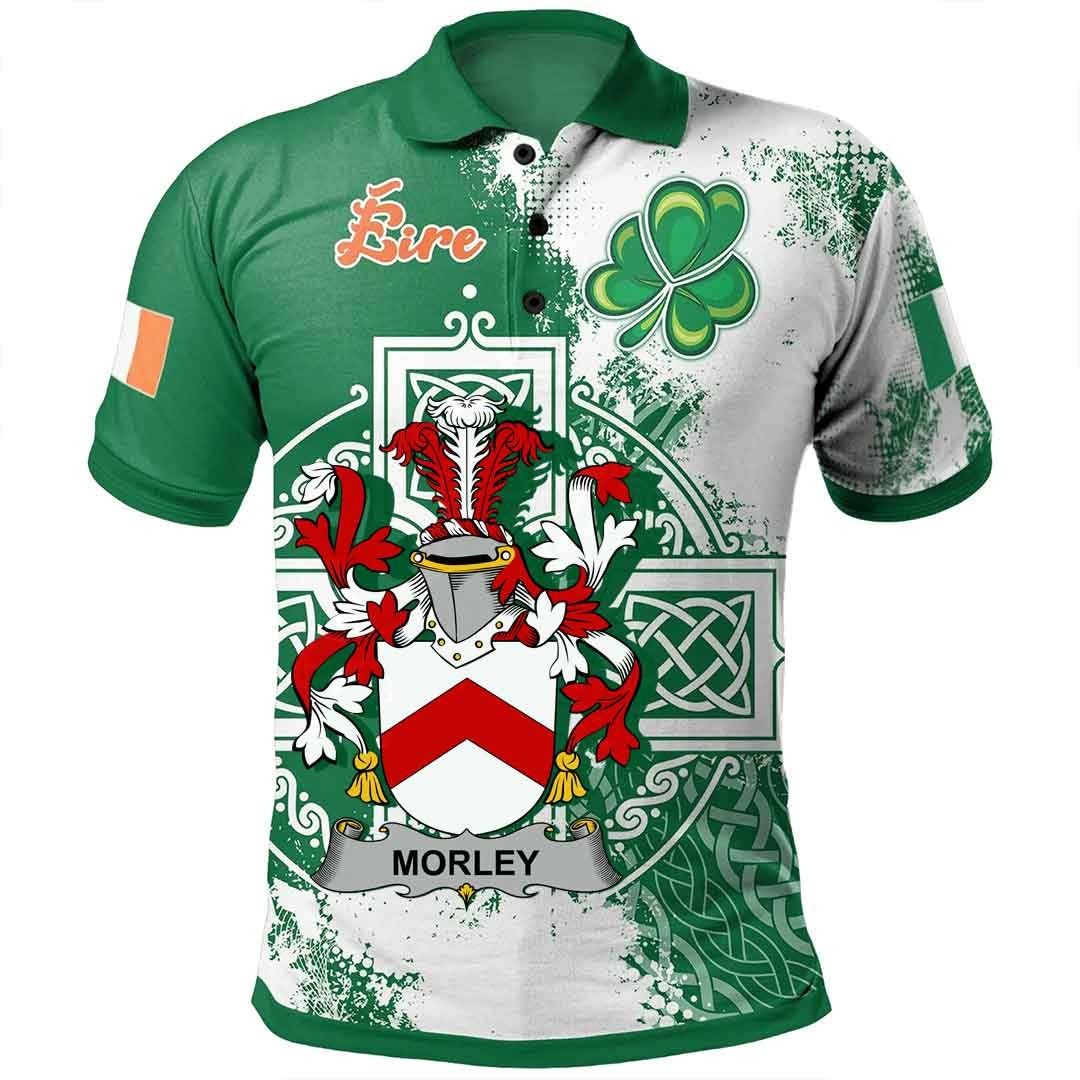 Ireland Clothing - Morley Irish Family Crest Polo Shirt - Irish Celtic Cross A7 Ireland Clothing - Morley Irish Family Crest Polo Shirt - Irish Celtic Cross A7