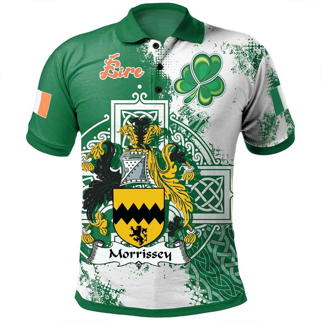 Ireland Clothing - Morrissey Irish Family Crest Polo Shirt - Irish Celtic Cross A7 Ireland Clothing - Morrissey Irish Family Crest Polo Shirt - Irish Celtic Cross A7