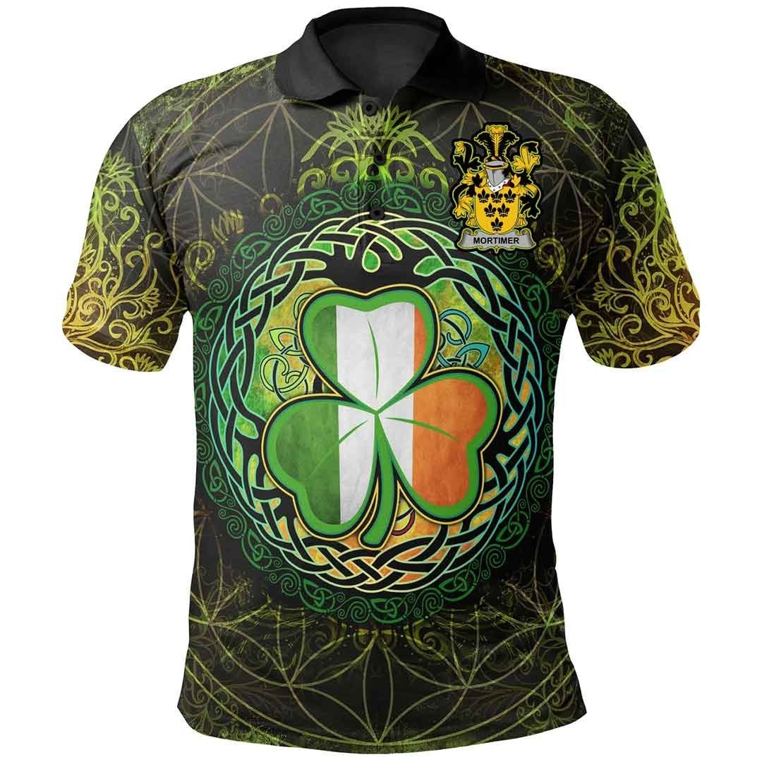 Ireland Clothing - Mortimer Irish Family Crest Polo Shirt - Irish Shamrock Triangle A7 Ireland Clothing - Mortimer Irish Family Crest Polo Shirt - Irish Shamrock Triangle A7