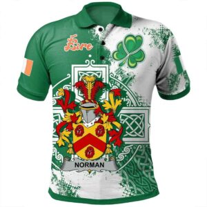 Ireland Clothing - Norman Irish Family Crest Polo Shirt - Irish Celtic Cross A7