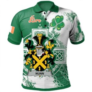 Ireland Clothing - Nunn Irish Family Crest Polo Shirt - Irish Celtic Cross A7