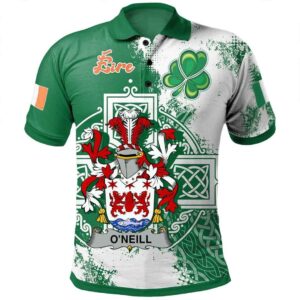 Ireland Clothing - O'Rourke Irish Family Crest Polo Shirt - Irish Celtic Cross A7