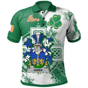 Ireland Clothing - Owen Irish Family Crest Polo Shirt - Irish Celtic Cross A7
