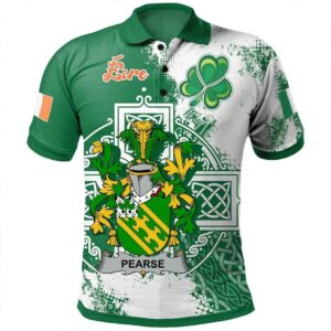 Ireland Clothing - Pearse Irish Family Crest Polo Shirt - Irish Celtic Cross A7