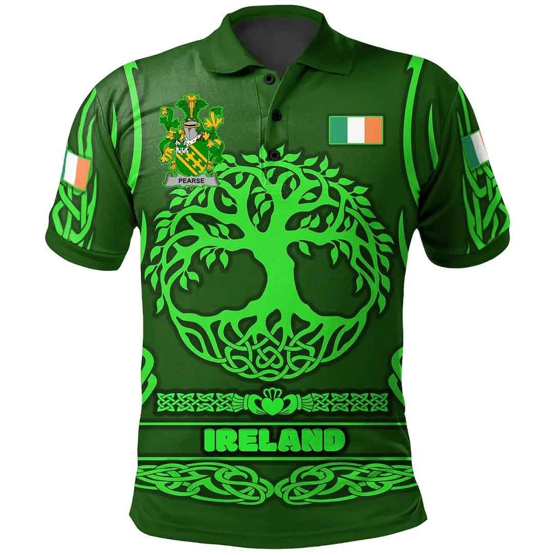 Ireland Clothing - Pearse Irish Family Crest Polo Shirt - Symbol of Celtic A7 Ireland Clothing - Pearse Irish Family Crest Polo Shirt - Symbol of Celtic A7