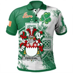 Ireland Clothing - Perceval Irish Family Crest Polo Shirt - Irish Celtic Cross A7