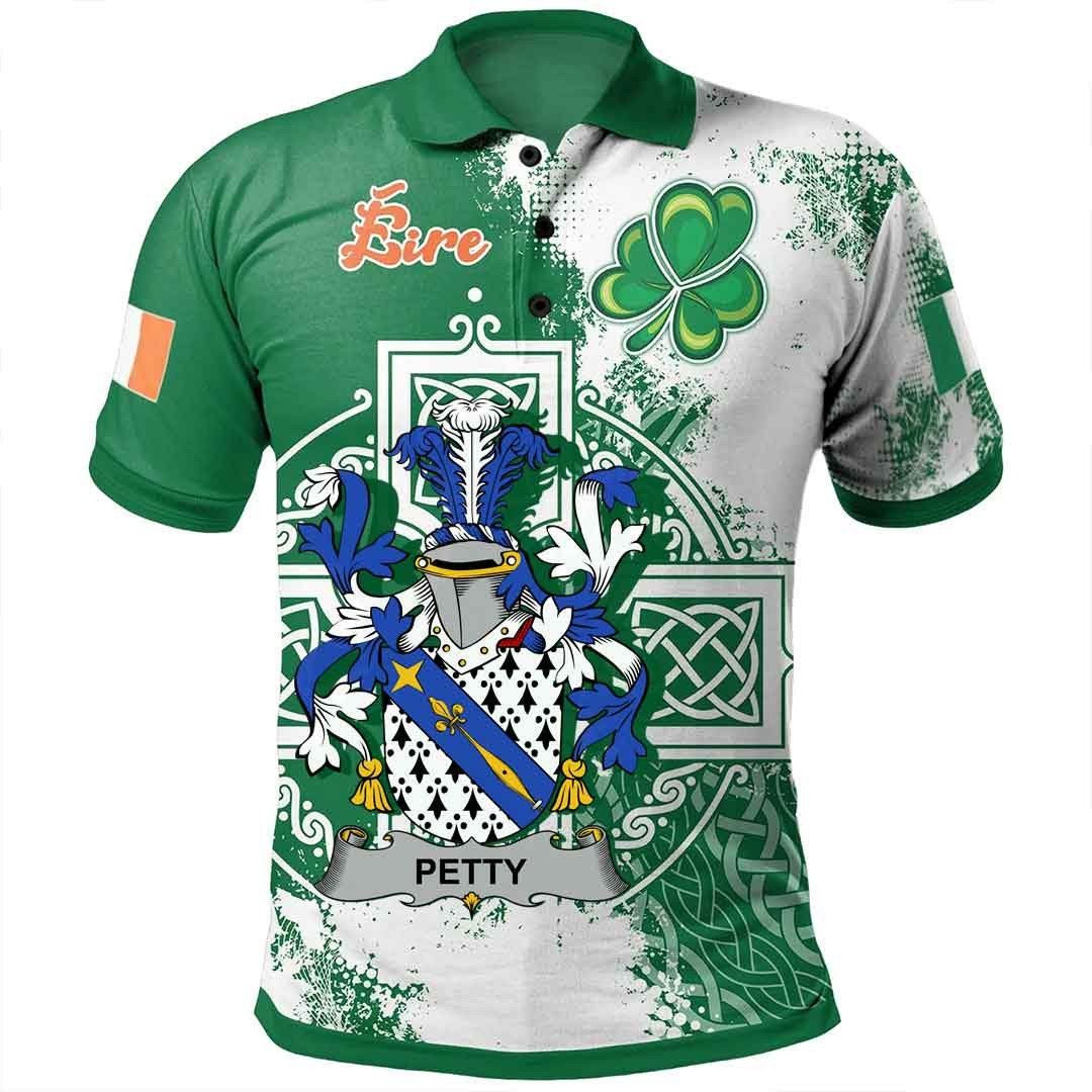 Ireland Clothing - Petty Irish Family Crest Polo Shirt - Irish Celtic Cross A7 Ireland Clothing - Petty Irish Family Crest Polo Shirt - Irish Celtic Cross A7