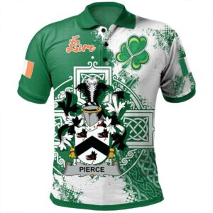 Ireland Clothing - Pierce Irish Family Crest Polo Shirt - Irish Celtic Cross A7