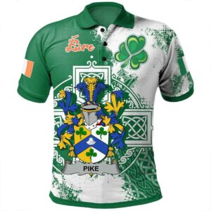 Ireland Clothing - Pike Irish Family Crest Polo Shirt - Irish Celtic Cross A7