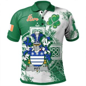 Ireland Clothing - Pitt Irish Family Crest Polo Shirt - Irish Celtic Cross A7