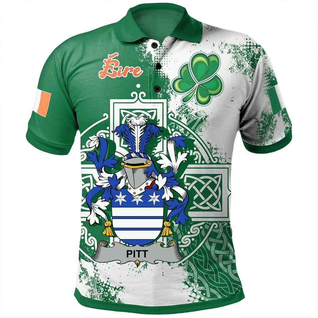 Ireland Clothing - Pitt Irish Family Crest Polo Shirt - Irish Celtic Cross A7 Ireland Clothing - Pitt Irish Family Crest Polo Shirt - Irish Celtic Cross A7