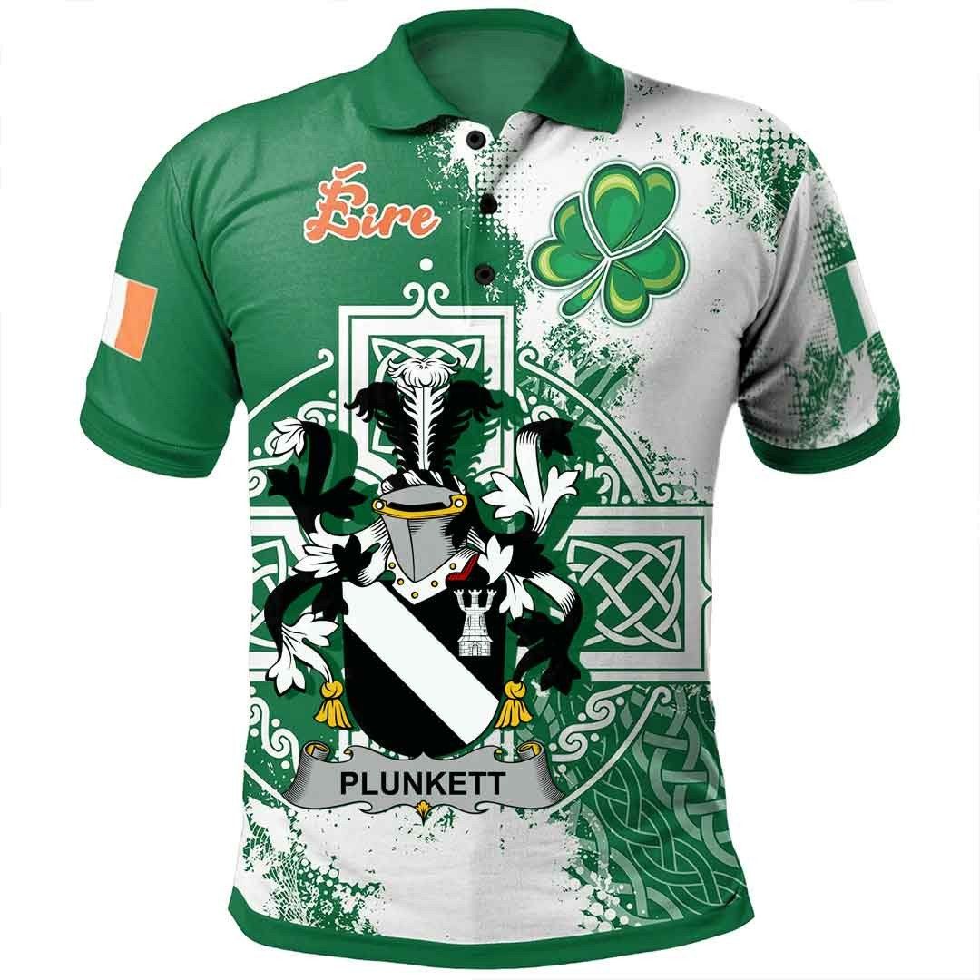 Ireland Clothing - Plunkett Irish Family Crest Polo Shirt - Irish Celtic Cross A7 Ireland Clothing - Plunkett Irish Family Crest Polo Shirt - Irish Celtic Cross A7