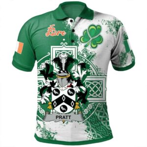 Ireland Clothing - Pratt Irish Family Crest Polo Shirt - Irish Celtic Cross A7