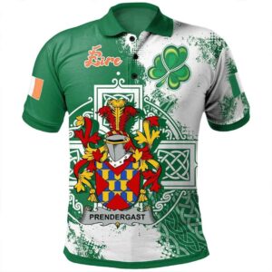 Ireland Clothing - Prendergast Irish Family Crest Polo Shirt - Irish Celtic Cross A7