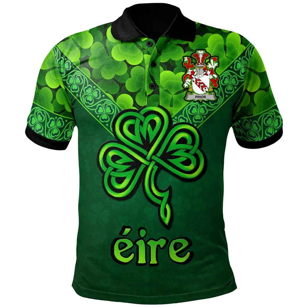 Ireland Clothing - Prior Irish Family Crest Polo Shirt - Irish Shamrock Triangle A7 Ireland Clothing - Prior Irish Family Crest Polo Shirt - Irish Shamrock Triangle A7