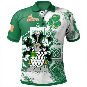 Ireland Clothing - Quill Irish Family Crest Polo Shirt - Irish Celtic Cross A7