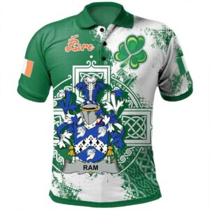 Ireland Clothing - Ram Irish Family Crest Polo Shirt - Irish Celtic Cross A7