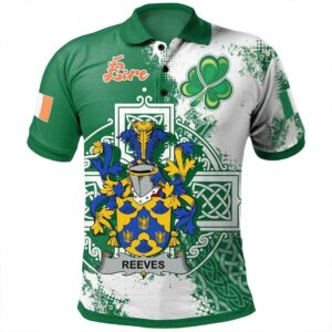 Ireland Clothing - Reeves Irish Family Crest Polo Shirt - Irish Celtic Cross A7