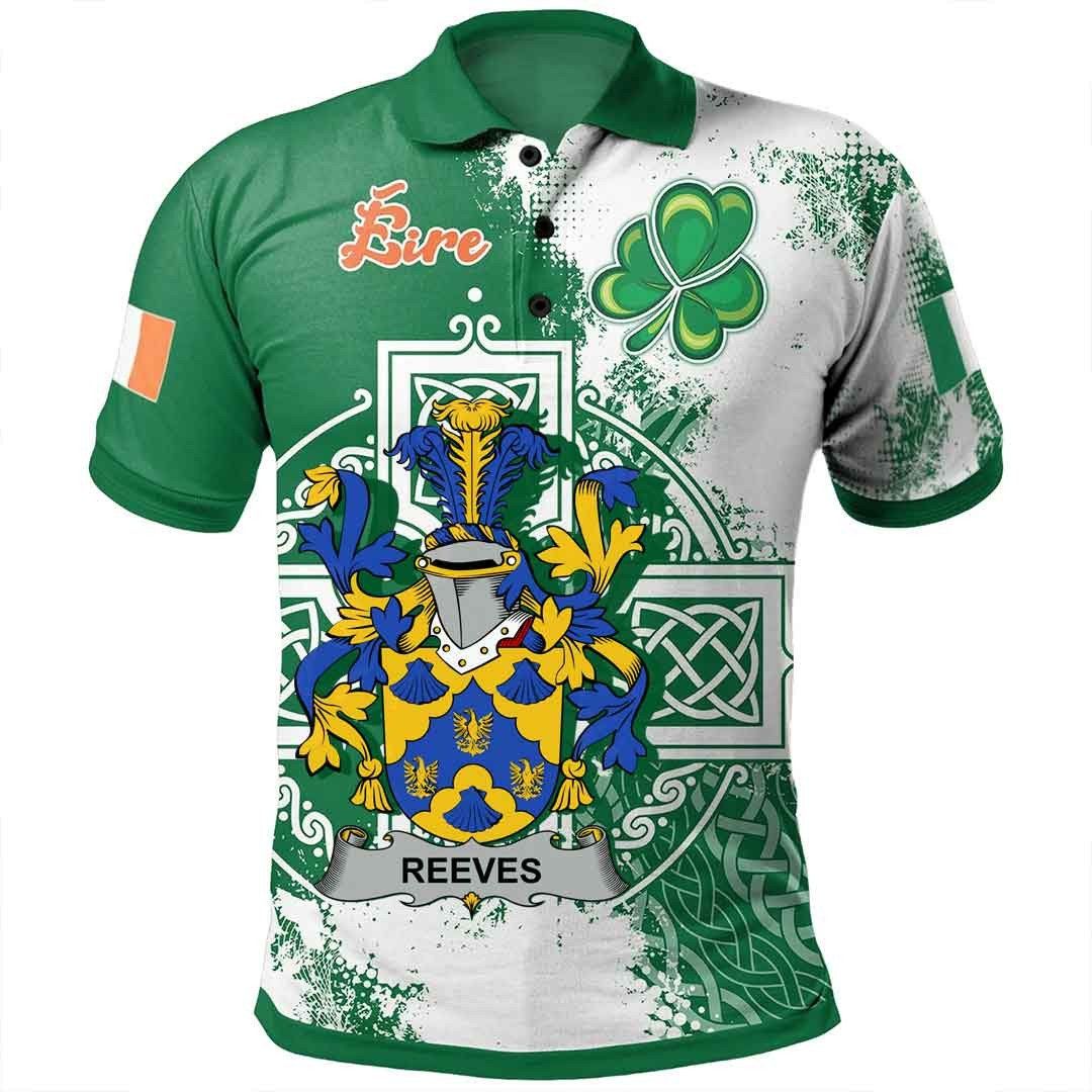 Ireland Clothing - Reeves Irish Family Crest Polo Shirt - Irish Celtic Cross A7 Ireland Clothing - Reeves Irish Family Crest Polo Shirt - Irish Celtic Cross A7