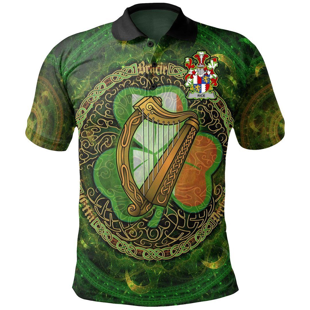 Ireland Clothing - Rice Irish Family Crest Polo Shirt - Celtic Tree A7 Ireland Clothing - Rice Irish Family Crest Polo Shirt - Celtic Tree A7