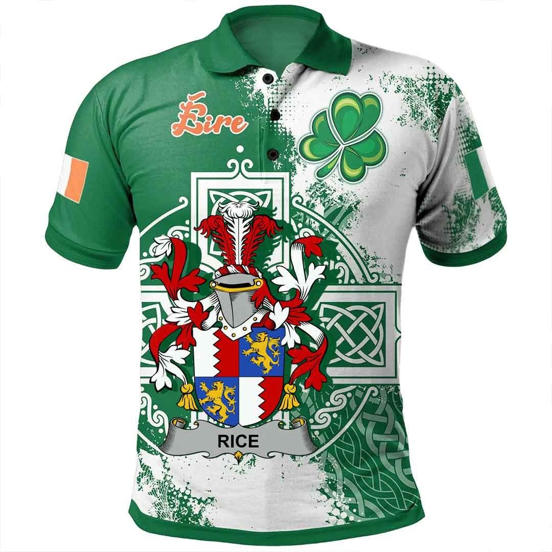 Ireland Clothing - Rice Irish Family Crest Polo Shirt - Irish Celtic Cross A7 Ireland Clothing - Rice Irish Family Crest Polo Shirt - Irish Celtic Cross A7