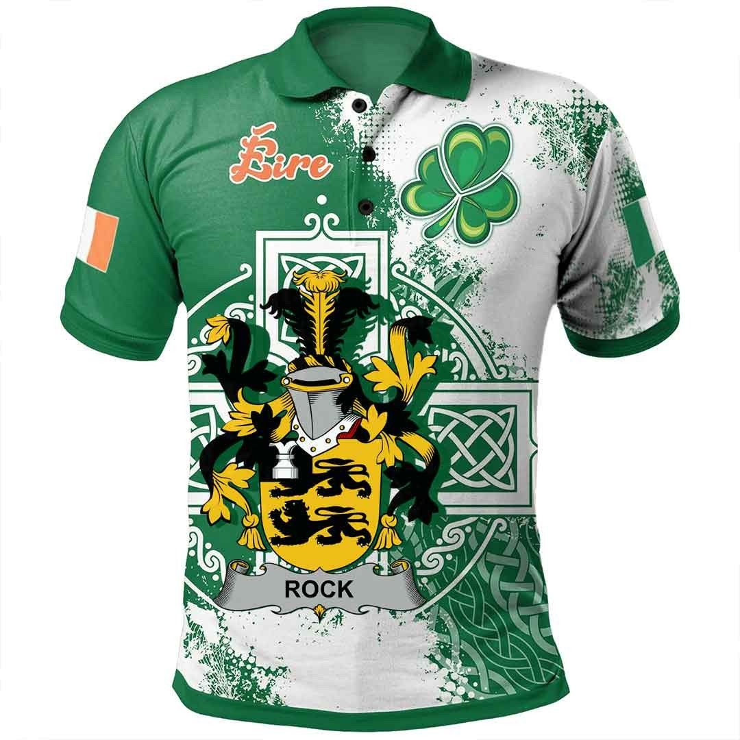 Ireland Clothing - Rock Irish Family Crest Polo Shirt - Irish Celtic Cross A7 Ireland Clothing - Rock Irish Family Crest Polo Shirt - Irish Celtic Cross A7