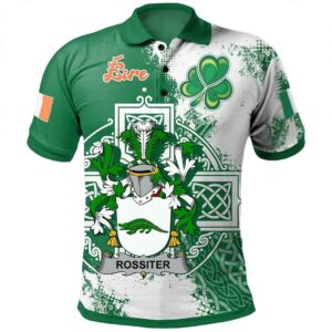 Ireland Clothing - Rossiter Irish Family Crest Polo Shirt - Irish Celtic Cross A7