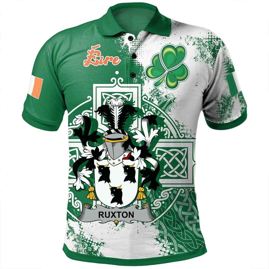 Ireland Clothing - Ruxton Irish Family Crest Polo Shirt - Irish Celtic Cross A7 Ireland Clothing - Ruxton Irish Family Crest Polo Shirt - Irish Celtic Cross A7