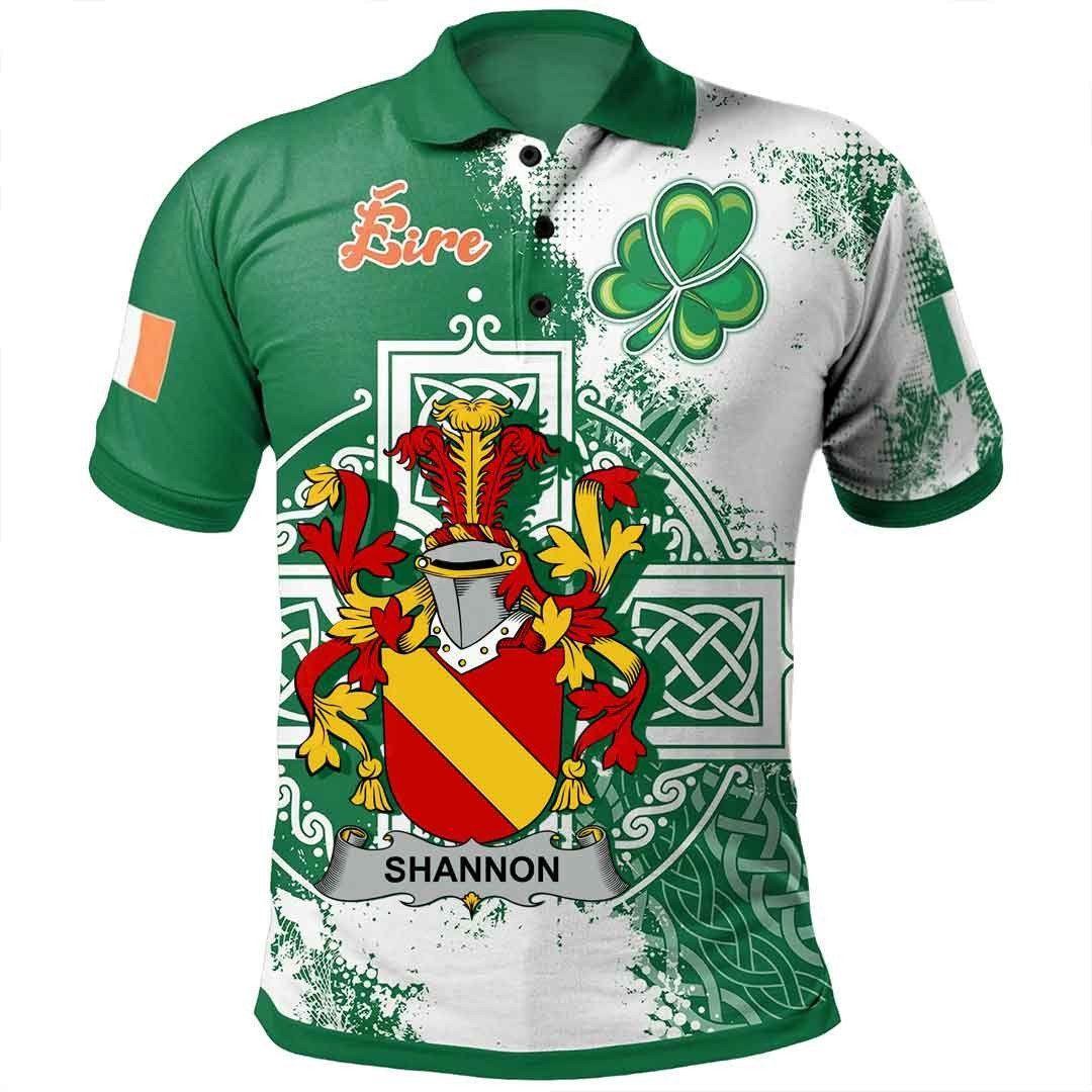 Ireland Clothing - Shannon Irish Family Crest Polo Shirt - Irish Celtic Cross A7 Ireland Clothing - Shannon Irish Family Crest Polo Shirt - Irish Celtic Cross A7