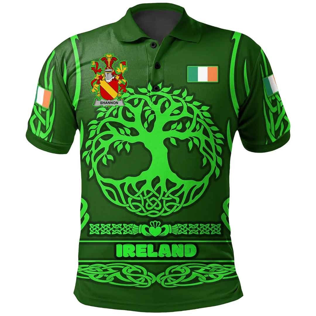 Ireland Clothing - Shannon Irish Family Crest Polo Shirt - Symbol of Celtic A7 Ireland Clothing - Shannon Irish Family Crest Polo Shirt - Symbol of Celtic A7