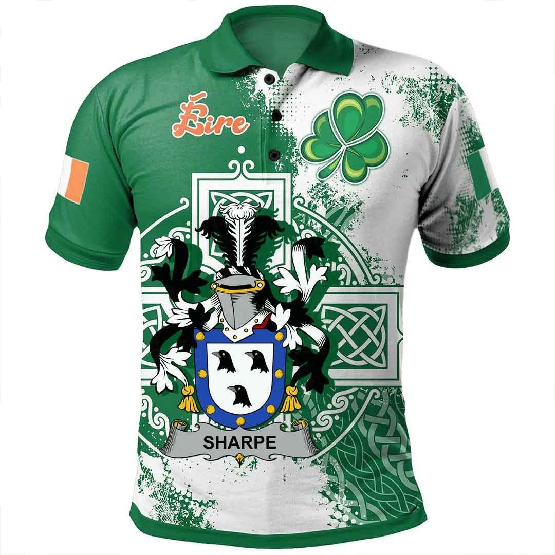 Ireland Clothing - Sharpe Irish Family Crest Polo Shirt - Irish Celtic Cross A7 Ireland Clothing - Sharpe Irish Family Crest Polo Shirt - Irish Celtic Cross A7