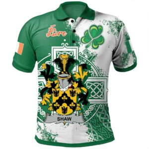 Ireland Clothing - Shaw Irish Family Crest Polo Shirt - Irish Celtic Cross A7
