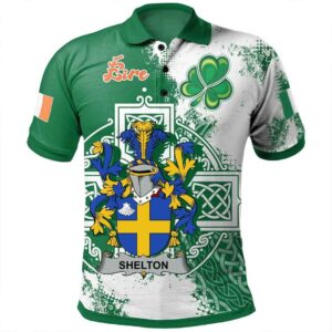 Ireland Clothing - Shelton Irish Family Crest Polo Shirt - Irish Celtic Cross A7