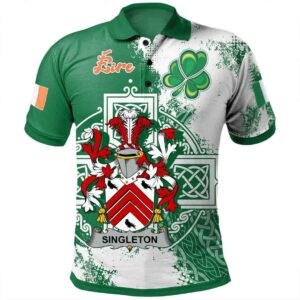 Ireland Clothing - Singleton Irish Family Crest Polo Shirt - Irish Celtic Cross A7