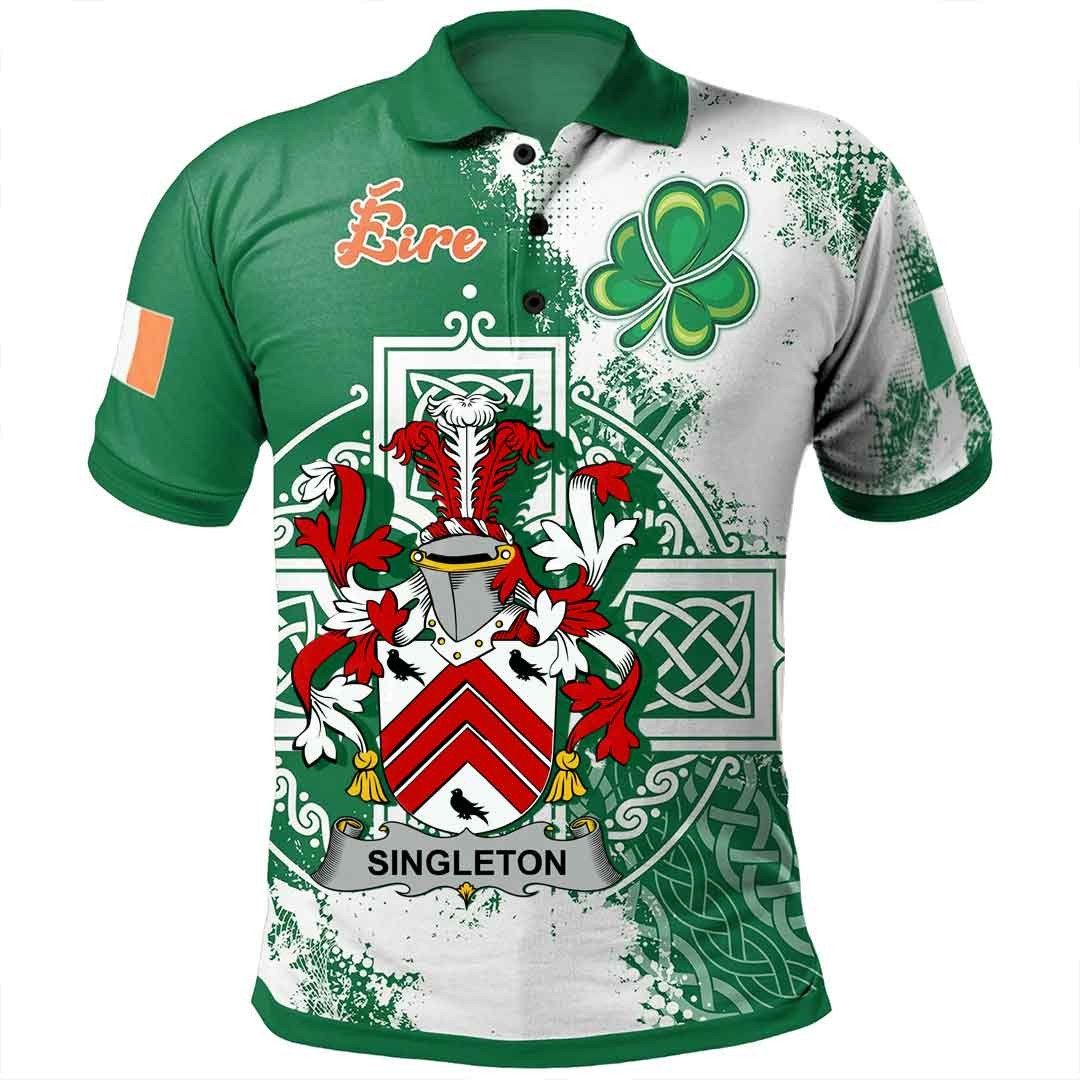 Ireland Clothing - Singleton Irish Family Crest Polo Shirt - Irish Celtic Cross A7 Ireland Clothing - Singleton Irish Family Crest Polo Shirt - Irish Celtic Cross A7