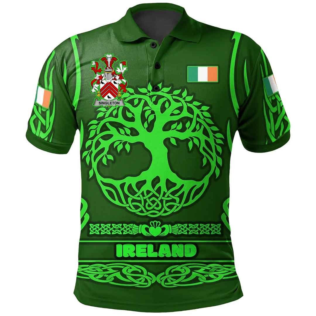 Ireland Clothing - Singleton Irish Family Crest Polo Shirt - Symbol of Celtic A7 Ireland Clothing - Singleton Irish Family Crest Polo Shirt - Symbol of Celtic A7