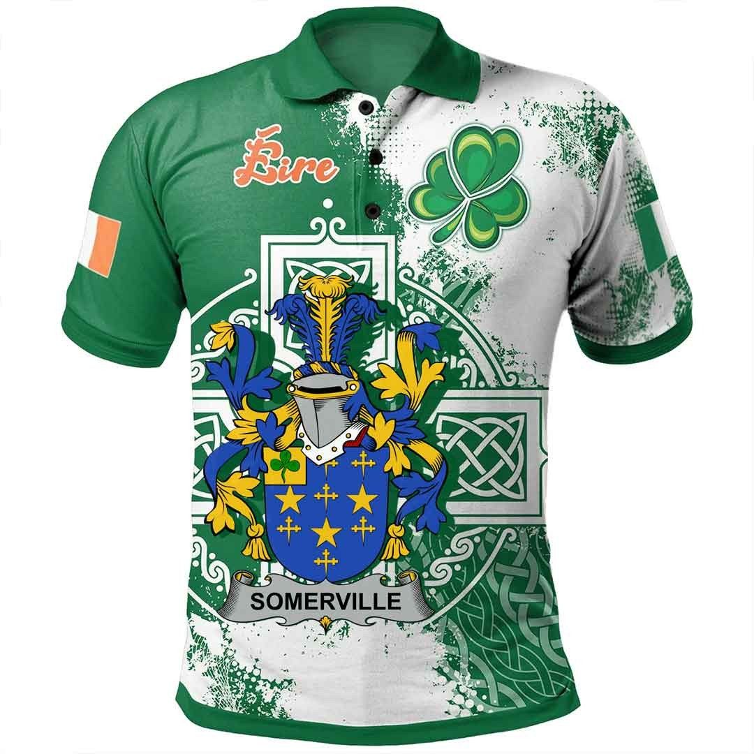 Ireland Clothing - Somerville Irish Family Crest Polo Shirt - Irish Celtic Cross A7 Ireland Clothing - Somerville Irish Family Crest Polo Shirt - Irish Celtic Cross A7