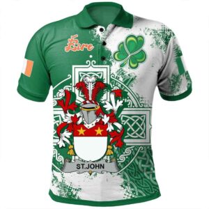 Ireland Clothing - St.John Irish Family Crest Polo Shirt - Irish Celtic Cross A7