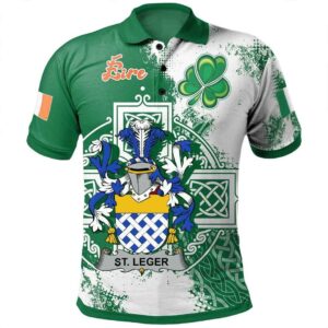 Ireland Clothing - St.Leger Irish Family Crest Polo Shirt - Irish Celtic Cross A7