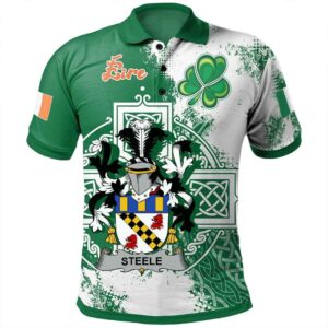 Ireland Clothing - Steele Irish Family Crest Polo Shirt - Irish Celtic Cross A7