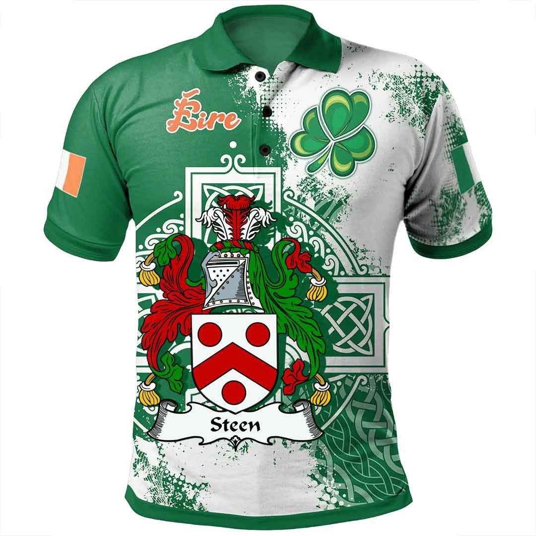 Ireland Clothing - Steen Irish Family Crest Polo Shirt - Irish Celtic Cross A7 Ireland Clothing - Steen Irish Family Crest Polo Shirt - Irish Celtic Cross A7