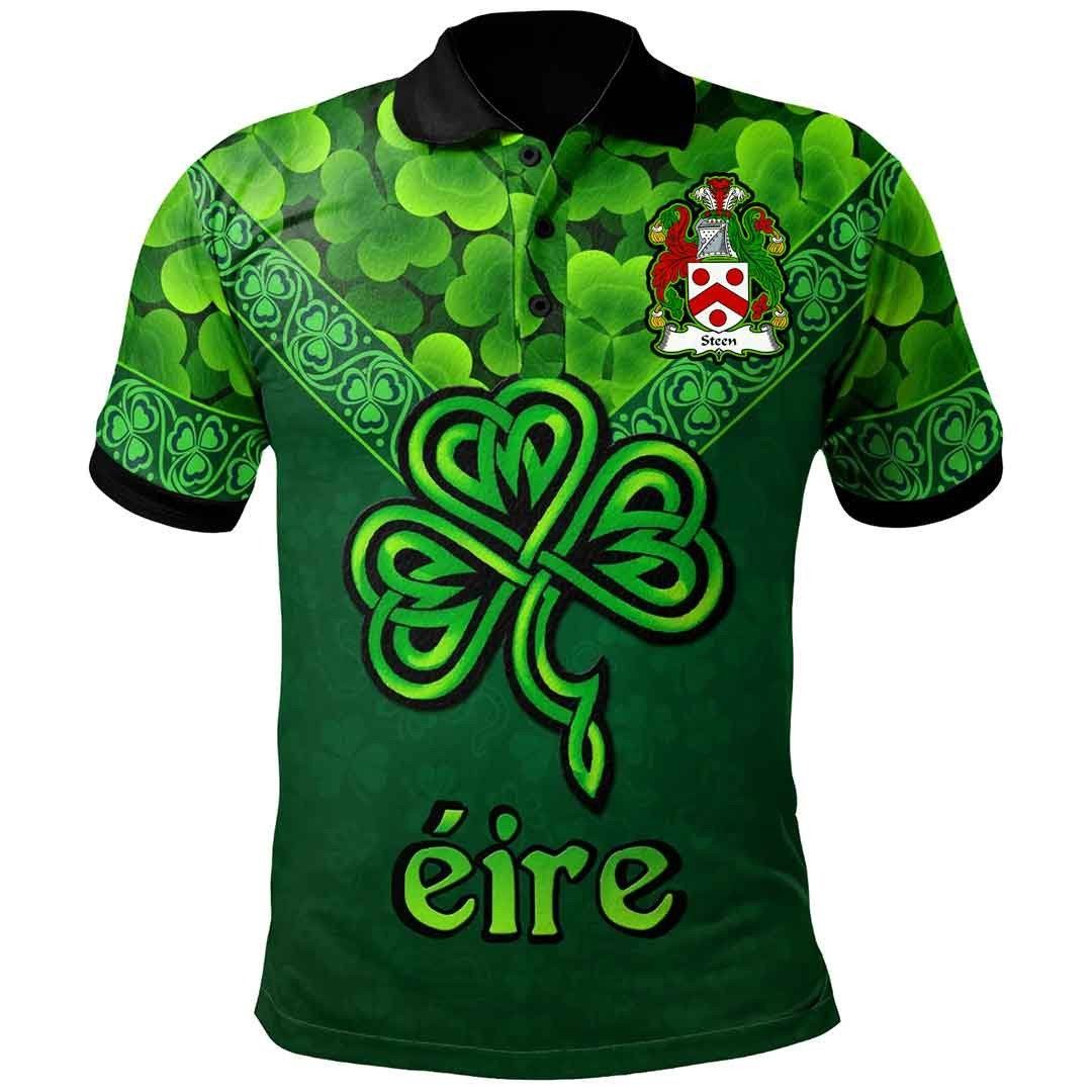 Ireland Clothing - Steen Irish Family Crest Polo Shirt - Irish Shamrock Triangle A7 Ireland Clothing - Steen Irish Family Crest Polo Shirt - Irish Shamrock Triangle A7