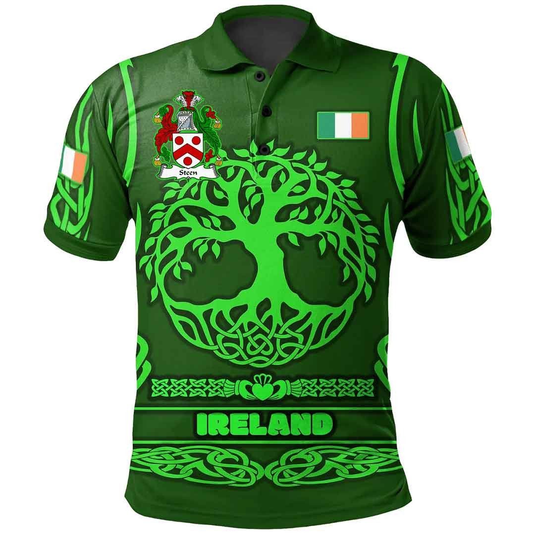 Ireland Clothing - Steen Irish Family Crest Polo Shirt - Symbol of Celtic A7 Ireland Clothing - Steen Irish Family Crest Polo Shirt - Symbol of Celtic A7