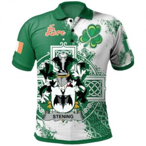 Ireland Clothing - Stening Irish Family Crest Polo Shirt - Irish Celtic Cross A7
